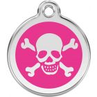 RedDingo Médaille d'identité "Tête de Mort" fuchsia - La Compagnie des Animaux