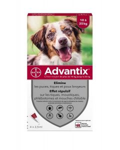 Advantix chien moyen (10 - 25 kg) - 4 pipettes
