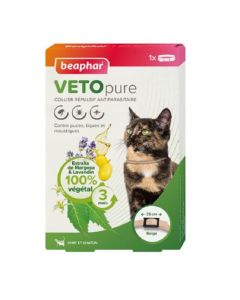 Beaphar VETOpure collier répulsif antiparasitaire pour chat et chaton beige- La Compagnie des Animaux