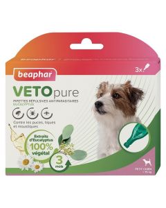 Beaphar VETOpure Pipettes répulsives antiparasitaires chien -15 kg x3