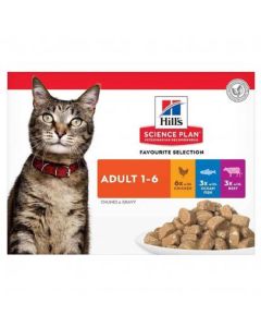 Hill's Science Plan Feline Adult Pack Mixte sachets 12 x 85 g
