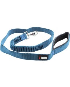 I-DOG Laisse Confort Elastique Bleu/Gris 120 cm - Dogteur