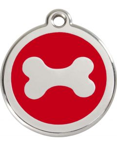 RedDingo Médaille d'identité "Os" rouge - La Compagnie des Animaux