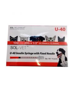 Sol-vet Seringue insuline U-40 1ml 29G 1/2 x100