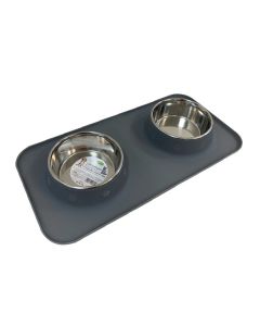 Bubimex Gamelle double Silicone acier Inoxydable chat chien