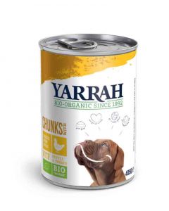 Yarrah Bio Bouchées de poulet en sauce aux orties et à la tomate pour chien 6 x 820 grs