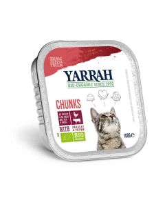 Yarrah Bio Bouchées de poulet et boeuf en sauce au persil et au thym pour chat 16 x 100 grs